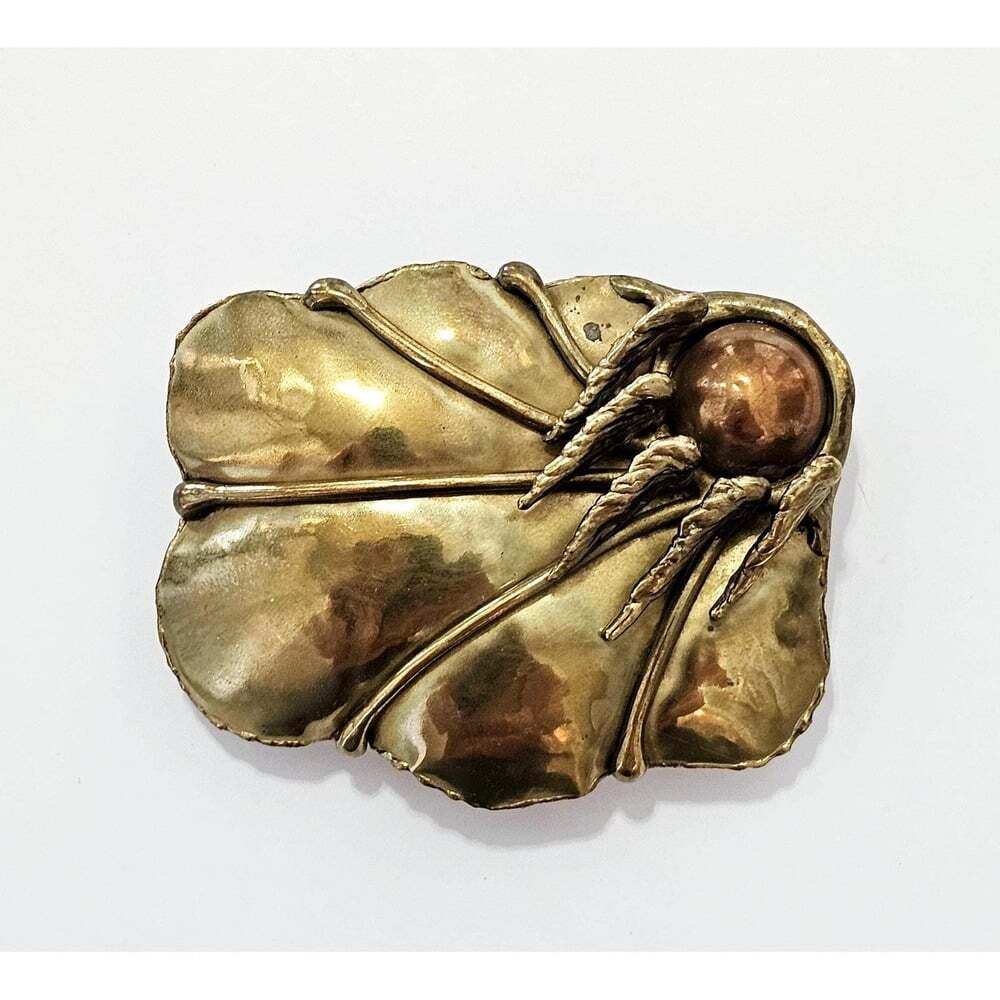 Vintage 1970s Brutalist Stle Angel Wing Brass And Copper Belt Buckle